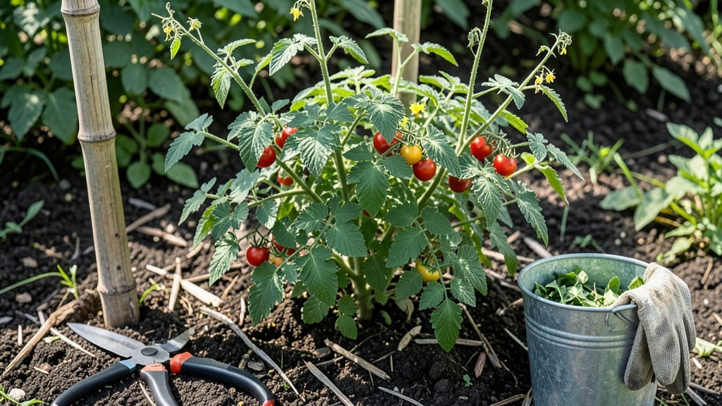 Cherry Tomato Plants: Prune-and-Pin Method for Compact Growth