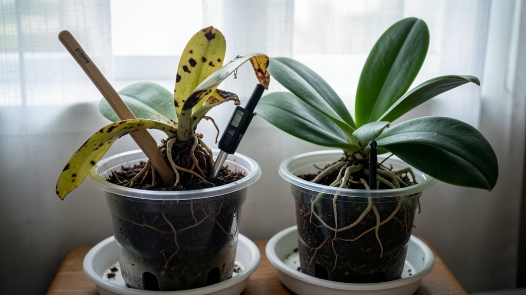 How to Know If Your Orchid Is Overwatered: Stem Softness and Root Smell Test